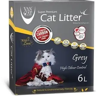 Купить van cat комкующийся наполнитель для кошек с активированным углем, без пыли, коробка (grey)