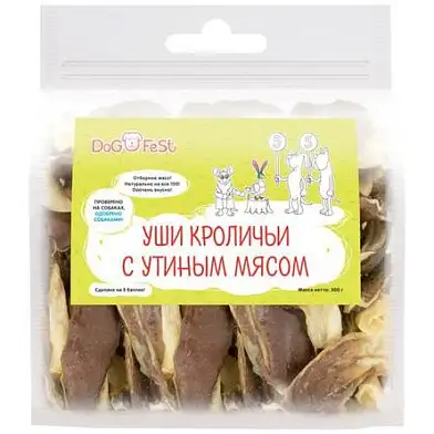 Dog Fest лакомство для собак Уши кроличьи с утиным мясом