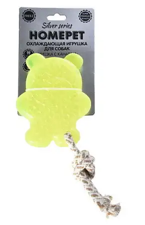 Купить homepet silver series  мишка с канатом игрушка для собак охлаждающая