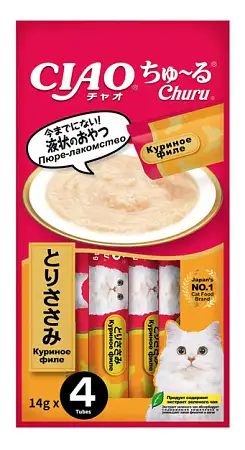 Купить inaba ciao churu Лакомство для кошек Пюре Куриное филе