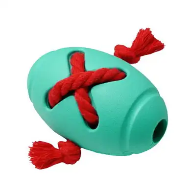Homepet SILVER SERIES игрушка для собак мяч регби с канатом бирюзовый каучук