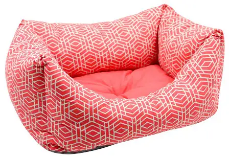 Купить zooexpress лежанка пухлик для собак и кошек «Геометрия» бязь, коралловая