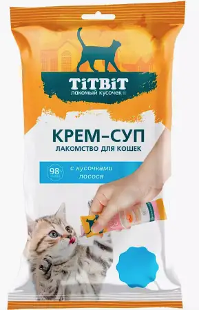 Купить titbit Лакомства для кошек  крем-суп с кусочками лосося 