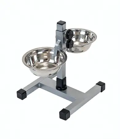 Купить homepet металлическая регулируемая подставка с мисками для собак и кошек хром