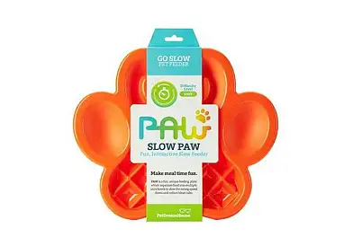 PetDreamHouse Лапа миска пластиковая для медленного кормления для собак и кошек, оранжевая