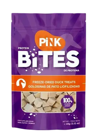 Купить pink bites Лакомство сухое для кошек и собак "Кубики из сублимированной утки"